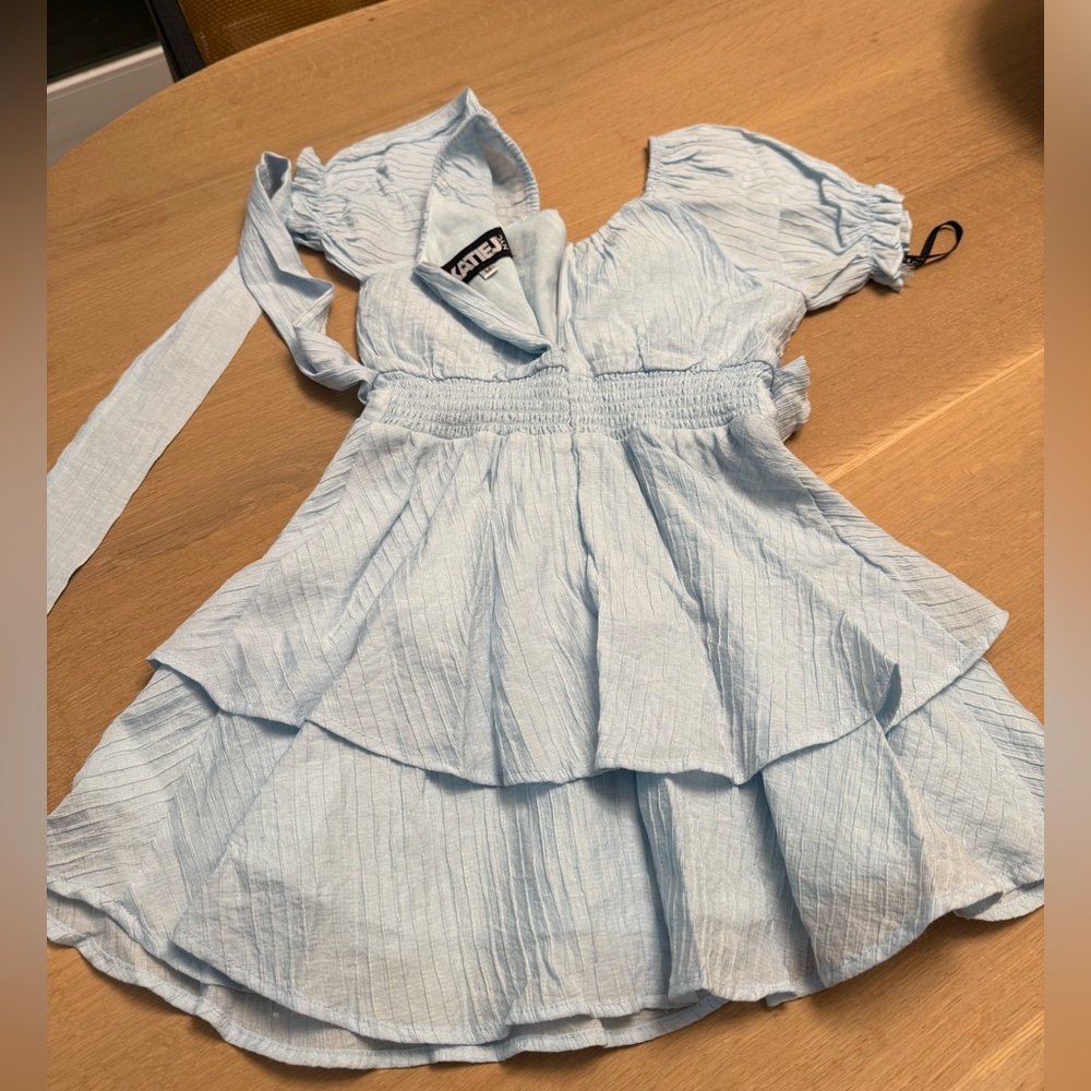 Katie J NYC Sky Blue Layered Kids Dress